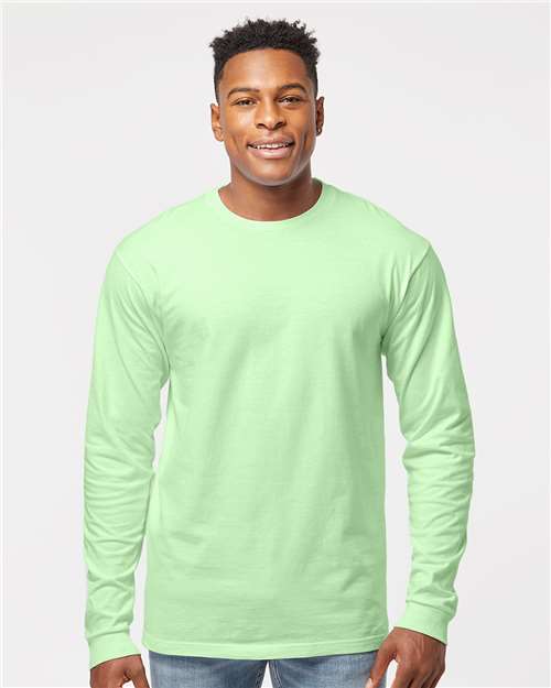 Tultex 291 Unisex Heavyweight Jersey Long Sleeve T-Shirt - Neo Mint - model front