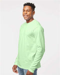 Tultex 291 Unisex Heavyweight Jersey Long Sleeve T-Shirt - Neo Mint - model side