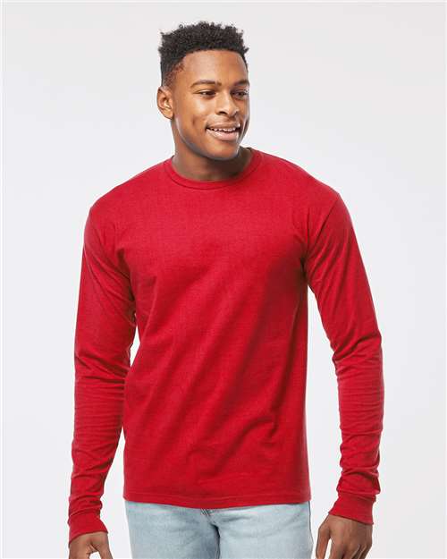 Tultex 291 Unisex Heavyweight Jersey Long Sleeve T-Shirt - Red - model front
