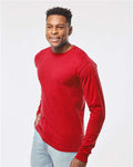 Tultex 291 Unisex Heavyweight Jersey Long Sleeve T-Shirt - Red - model side
