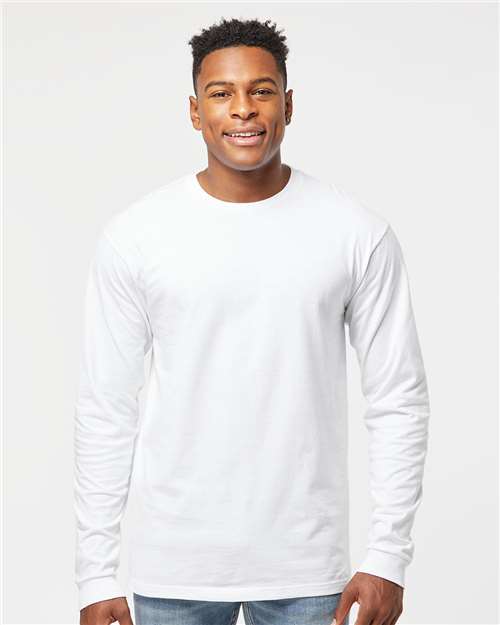 Tultex 291 Unisex Heavyweight Jersey Long Sleeve T-Shirt - White - model front