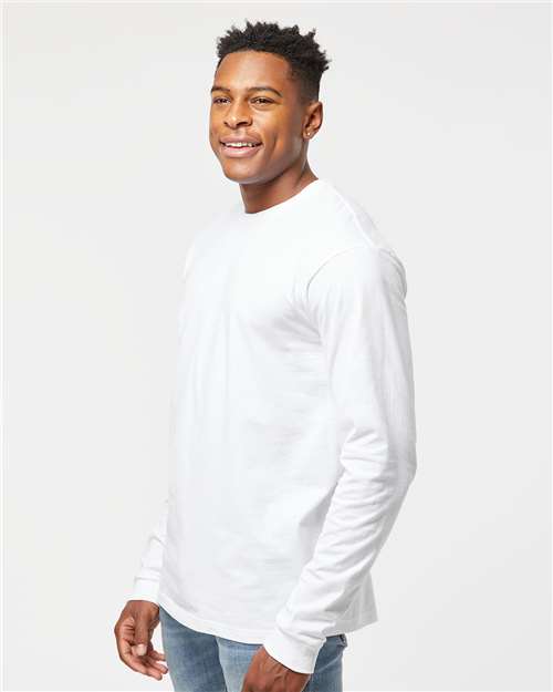Tultex 291 Unisex Heavyweight Jersey Long Sleeve T-Shirt - White - model side