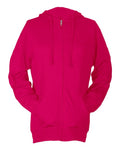 Tultex 260 Unisex Beach Full-Zip Hooded Long Sleeve T-Shirt - Heliconia - front