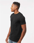 Tultex 293 Unisex Heavyweight Jersey Pocket T-Shirt - Black - model side