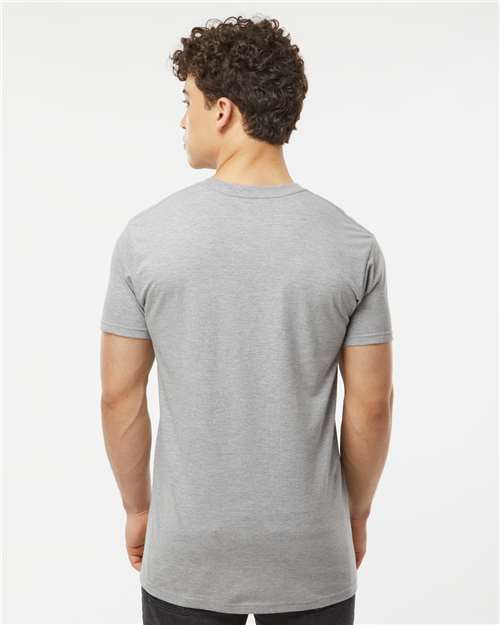Tultex 293 Unisex Heavyweight Jersey Pocket T-Shirt - Heather Grey - model back