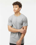 Tultex 293 Unisex Heavyweight Jersey Pocket T-Shirt - Heather Grey - model front