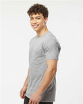 Tultex 293 Unisex Heavyweight Jersey Pocket T-Shirt - Heather Grey - model side