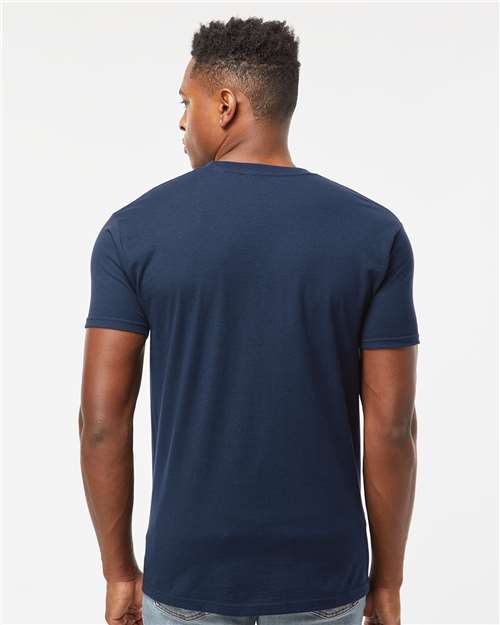 Tultex 293 Unisex Heavyweight Jersey Pocket T-Shirt - Navy - model back