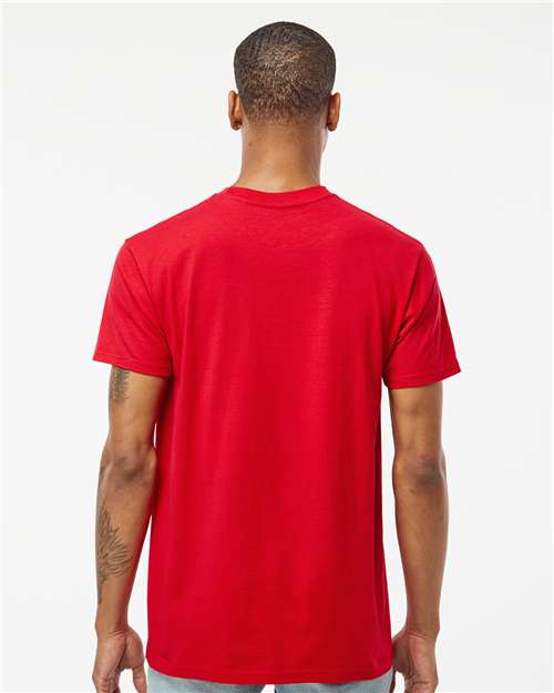 Tultex 293 Unisex Heavyweight Jersey Pocket T-Shirt - Red - model back