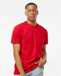 Tultex 293 Unisex Heavyweight Jersey Pocket T-Shirt - Red - model front