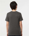 Tultex 295 Youth Heavyweight Jersey T-Shirt - Heather Charcoal - model back