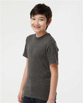 Tultex 295 Youth Heavyweight Jersey T-Shirt - Heather Charcoal - model side