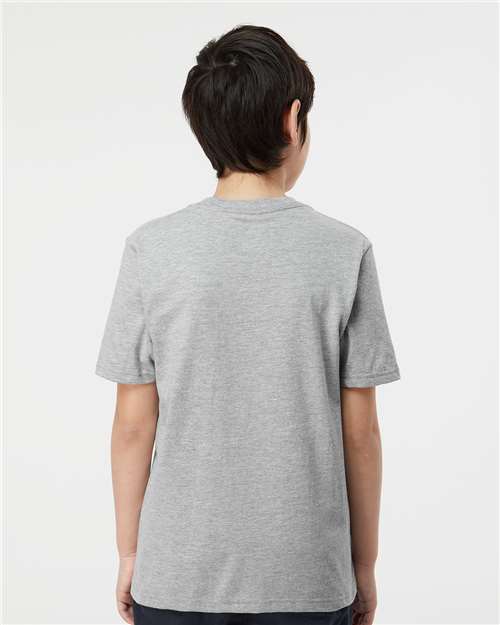 Tultex 295 Youth Heavyweight Jersey T-Shirt - Heather Grey - model back