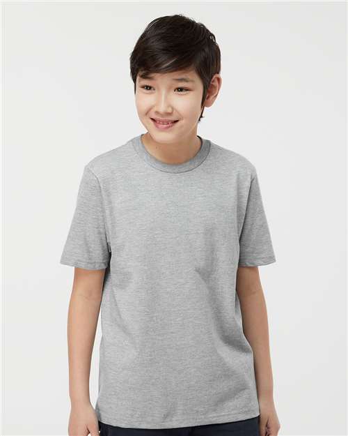 Tultex 295 Youth Heavyweight Jersey T-Shirt - Heather Grey - model front