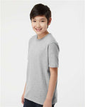 Tultex 295 Youth Heavyweight Jersey T-Shirt - Heather Grey - model side