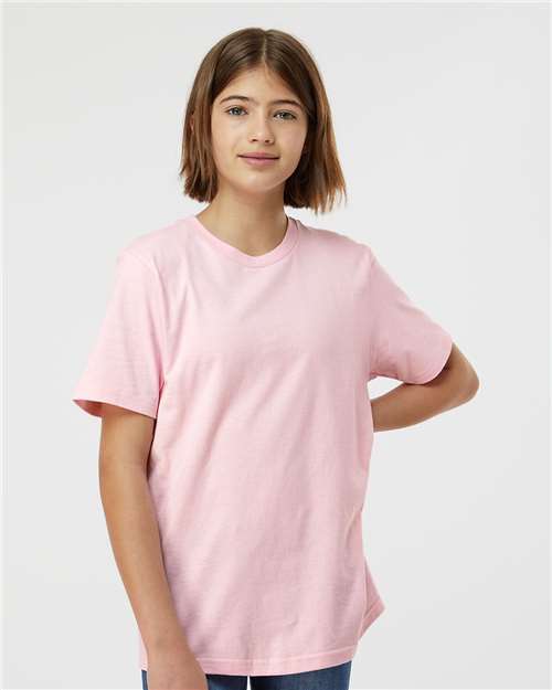 Tultex 295 Youth Heavyweight Jersey T-Shirt - Light Pink - model front