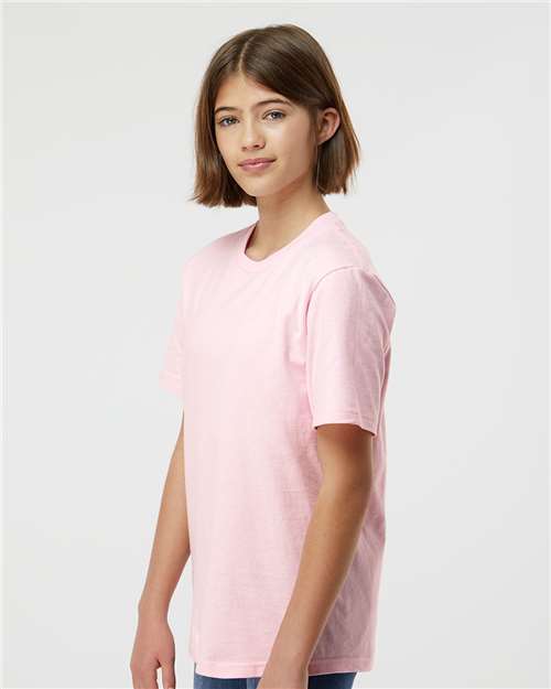 Tultex 295 Youth Heavyweight Jersey T-Shirt - Light Pink - model side