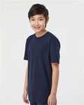 Tultex 295 Youth Heavyweight Jersey T-Shirt - Navy - model side