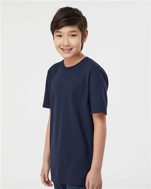 Tultex 295 Youth Heavyweight Jersey T-Shirt - Navy - model side