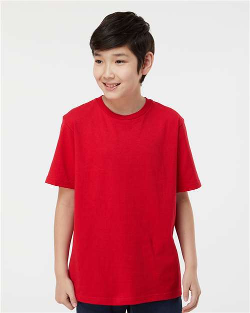 Tultex 295 Youth Heavyweight Jersey T-Shirt - Red - model front