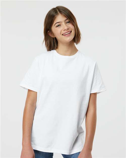 Tultex 295 Youth Heavyweight Jersey T-Shirt - White - model front