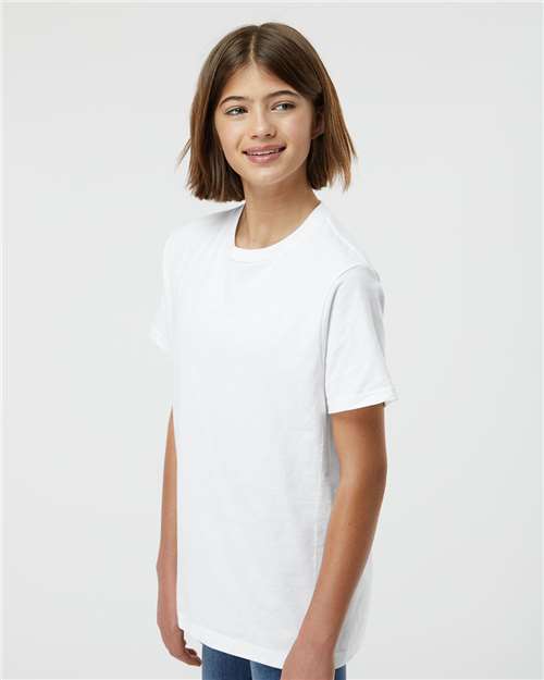 Tultex 295 Youth Heavyweight Jersey T-Shirt - White - model side