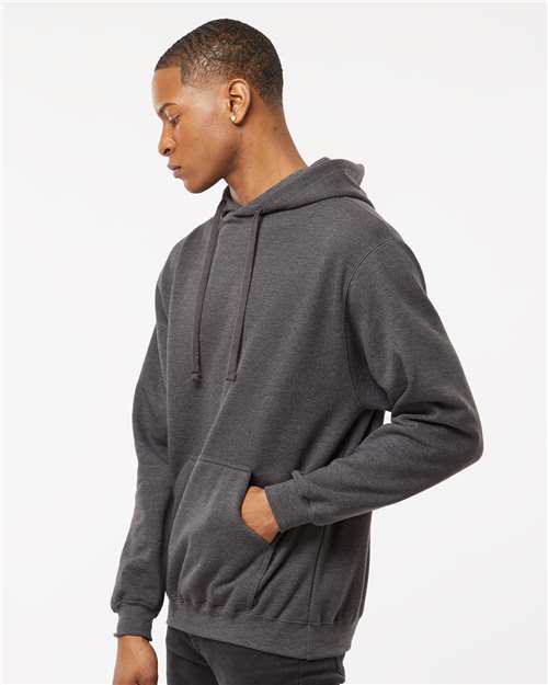 Tultex 320 Unisex Fleece Hooded Sweatshirt - Heather Charcoal - model side