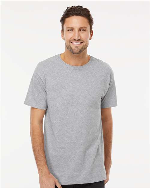 M&O 4800 Men's Gold Soft Touch T-Shirt - Athletic Grey - model front
