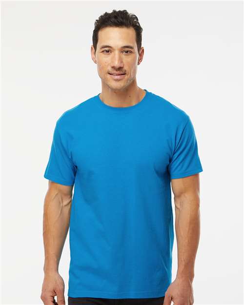 M&O 4800 Men's Gold Soft Touch T-Shirt - Turquoise - model front