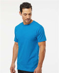 M&O 4800 Men's Gold Soft Touch T-Shirt - Turquoise - model side