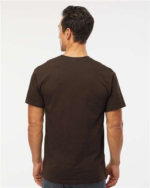 M&O 4800 Men's Gold Soft Touch T-Shirt - Chocolate - model back