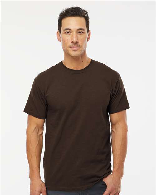M&O 4800 Men's Gold Soft Touch T-Shirt - Chocolate - model front