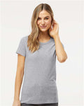 M&O 4810 Women's Gold Soft Touch T-Shirt - Athletic Grey - model front