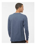 M&O 4820 Unisex Gold Soft Touch Long Sleeve T-Shirt - Heather Navy - model back