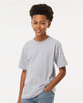 M&O 4850 Youth Gold Soft Touch T-Shirt - Athletic Grey - model front