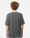M&O 4850 Youth Gold Soft Touch T-Shirt - Dark Heather - model back
