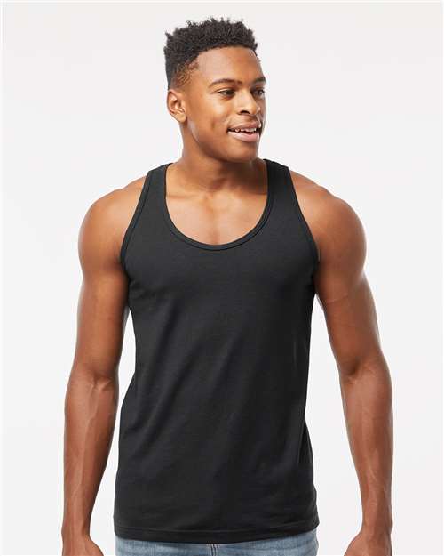 Tultex S105 Unisex Fine Jersey Tank Top - Black - model front