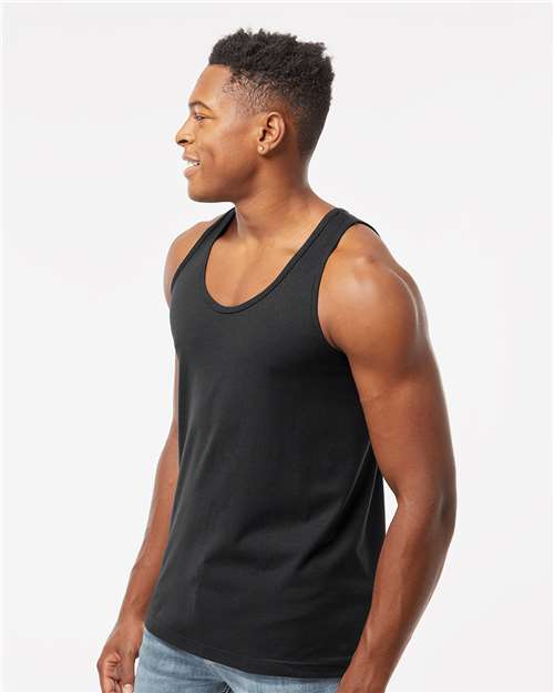 Tultex S105 Unisex Fine Jersey Tank Top - Black - model side