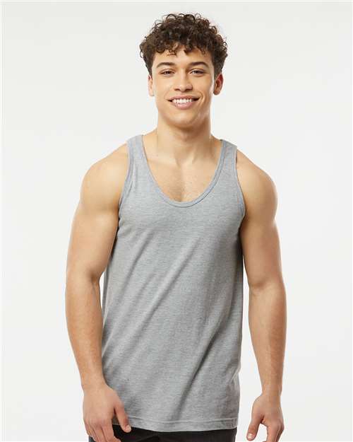 Tultex S105 Unisex Fine Jersey Tank Top - Heather Grey - model front