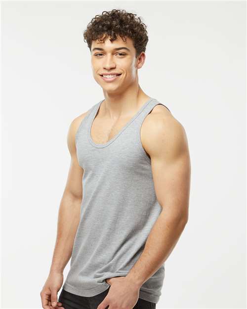 Tultex S105 Unisex Fine Jersey Tank Top - Heather Grey - model side