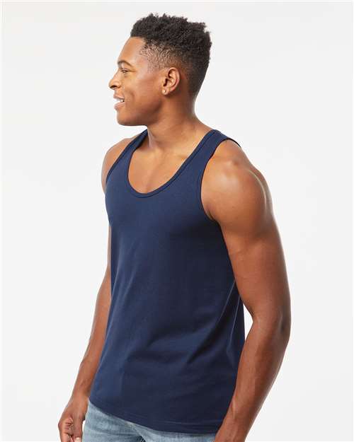 Tultex S105 Unisex Fine Jersey Tank Top - Navy - model side
