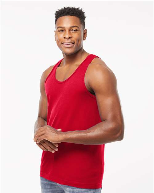 Tultex S105 Unisex Fine Jersey Tank Top - Red - model side