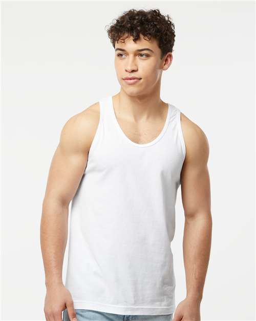 Tultex S105 Unisex Fine Jersey Tank Top - White - model front