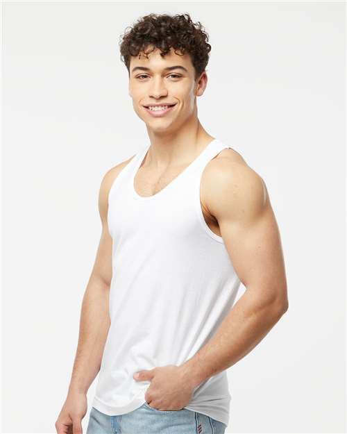 Tultex S105 Unisex Fine Jersey Tank Top - White - model side