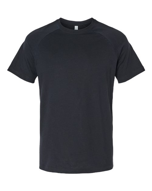 BELLA + CANVAS 3201 Men's Heather CVC Raglan Tee - Solid Black Blend - front