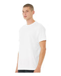 BELLA + CANVAS 3201 Men's Heather CVC Raglan Tee - Solid White Blend - model side