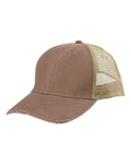Adams Headwear OL102 Ollie Distressed Trucker Cap - Mississippi Mud/ Tan - front