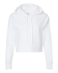Next Level 9384 Women's Laguna Sueded Raw Edge Crop Hoodie Sweatshirt - White - front