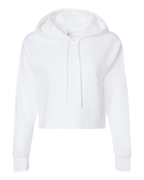 Next Level 9384 Women's Laguna Sueded Raw Edge Crop Hoodie Sweatshirt - White - front