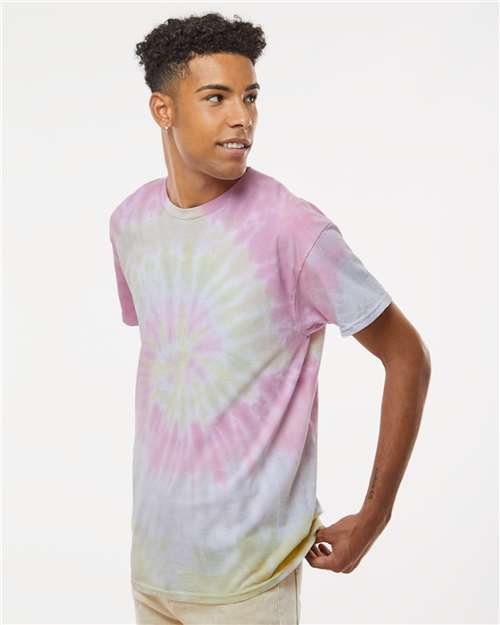 Colortone 1000 Unisex Multi-Color Tie-Dyed T-Shirt - Desert Rose - model side